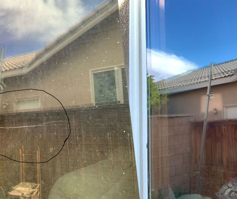 Before and after glass restoration removing hard water spots and scratches from a residential window